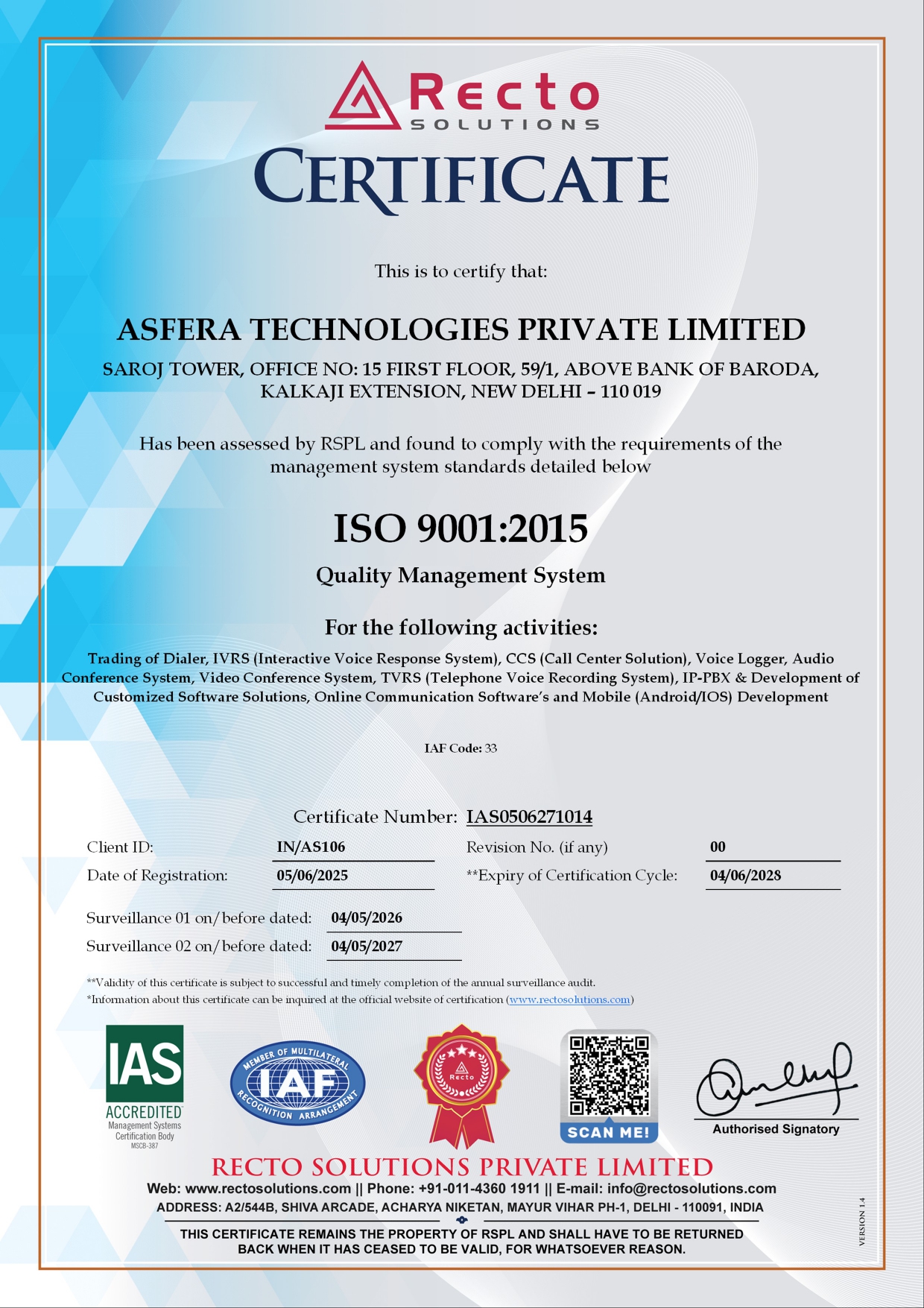 certificate